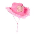 thumbnail image 1 of HJYCHN Western Cowboy Hat for Birthday Party Prom Performance and Casual Style Pompom Hat Light Pink One Size, 1 of 3