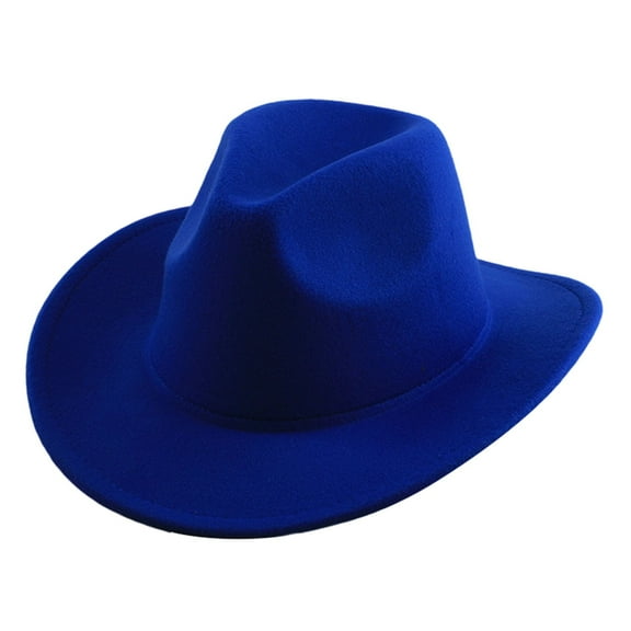 HJYCHN Western Wool Cowboy Hat Mid Brim Design for Outdoor Casual Wear and Ethnic Folk Style Dark Blue One Size