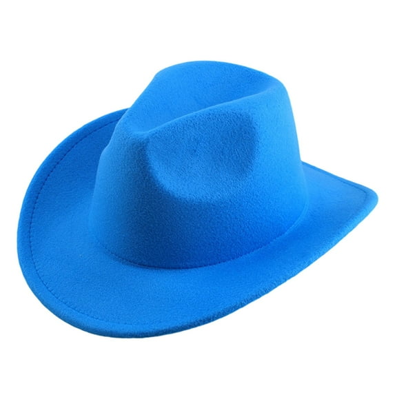 HJYCHN Western Wool Cowboy Hat Mid Brim Design for Outdoor Casual Wear and Ethnic Folk Style Sky Blue One Size