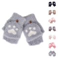 thumbnail image 1 of HJYCHN Winter Gloves Kids Boys Girls Convertible Flip Design Cat Cartoon Button Closure Cold Weather Gloves Grey 7-18 Years, 1 of 4