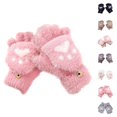 thumbnail image 1 of HJYCHN Winter Gloves Kids Boys Girls Convertible Flip Design Cat Cartoon Button Closure Cold Weather Gloves Hot Pink 7-18 Years, 1 of 4