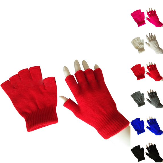 HJYCHN Winter Gloves for Men Women Fingerless Touchscreen Solid Color Ribbed Texture Design Thermal Gloves Red One Size