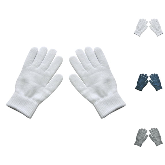 HJYCHN Winter Gloves for Men Women Full Finger Insulated Ribbed Texture Solid Color Cold Weather Gloves White One Size