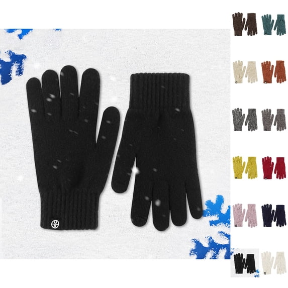HJYCHN Winter Gloves for Women Full Finger Touchscreen Long Ribbed Texture Solid Color Design Thermal Gloves for Women Black One Size