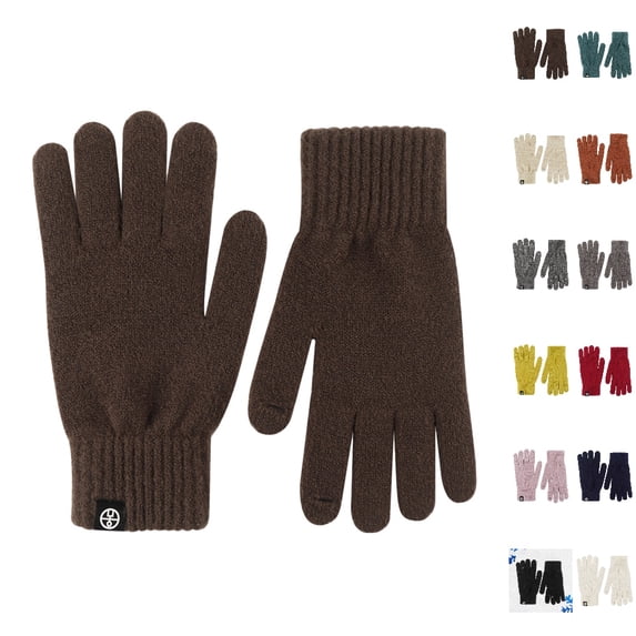 HJYCHN Winter Gloves for Women Full Finger Touchscreen Long Ribbed Texture Solid Color Design Thermal Gloves for Women Coffee One Size