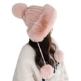 thumbnail image 1 of HJYCHN Winter Hats for Women Pompom Knit Cap Ushanka Trapper Hat with Ear Covers for Warmth in Cold Weather Womens Winter Hat Red One Size, 1 of 4