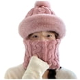 thumbnail image 1 of HJYCHN Winter Hats for Women Thermal Hat with Integrated Scarf for Cold Weather Windproof Riding and Outdoor Activities Winter Hat Pink One Size, 1 of 2