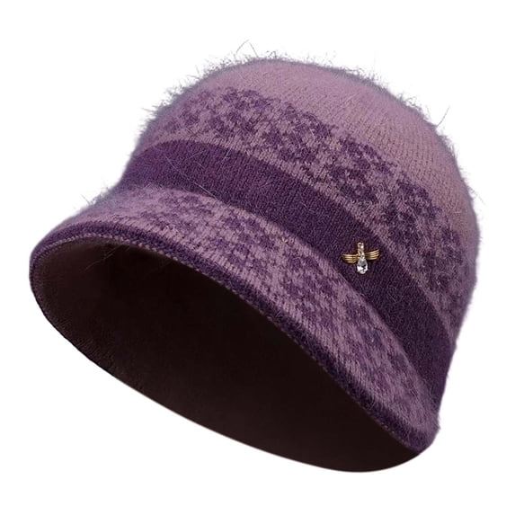 HJYCHN Winter Hats for Women for Moms Warm Lined Knit Wool Hat Ladies Winter Beanie for Cold Weather Womens Winter Hat Purple One Size
