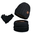 thumbnail image 1 of HJYCHN Winter Knitted Hat Scarf Gloves Set for Men and Women Cold Weather Three Piece Accessory Combo Black One Size, 1 of 3