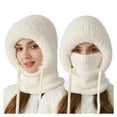 thumbnail image 1 of HJYCHN Winter Knitted Hat Windproof Thermal Ear Cap for Cold Weather Cycling Outdoor Activities White One Size, 1 of 3
