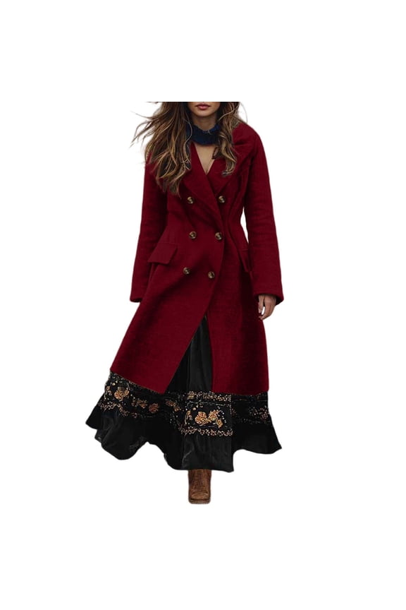 Women Bohemian Trench Coat Long Double Overcoat for Warm Fall and Winter Wear Stylish Statement Coat RD1 M