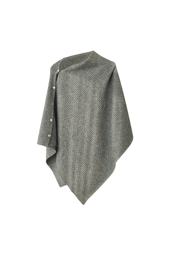 Women Casual Knitted Shawl Cape Wrap Scarf Soft Warm Functional Versatile Outerwear Accessory Grey One Size