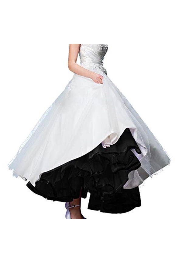 Women Elegant Boneless Wedding Dress Long Petticoat Tutu Skirt for Bridal and Formal Events Black One Size