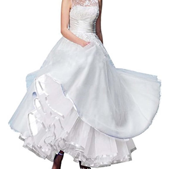 HJYCHN Women Elegant Boneless Wedding Dress Long Petticoat Tutu Skirt for Bridal and Formal Events White One Size