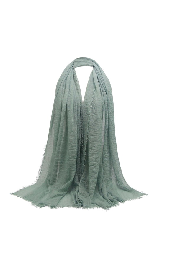 Women Elegant Pleated Linen Scarf Soft Sun Lightweight Shawl for Daily Wear Accessories Mint Green One Size