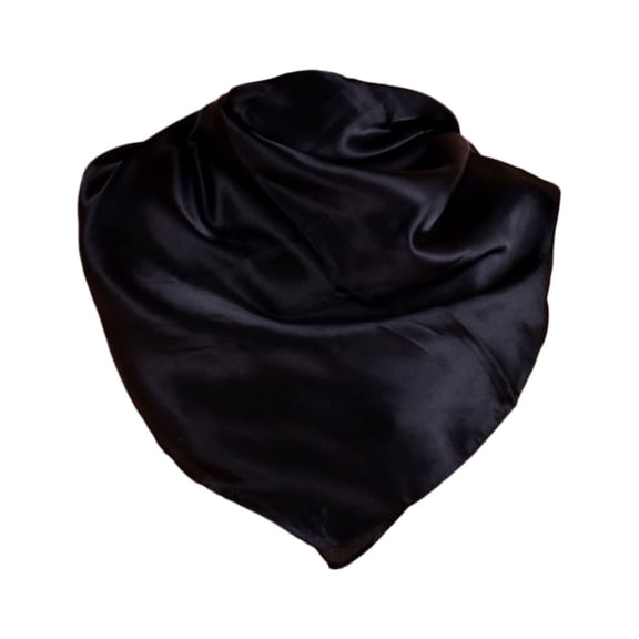 HJYCHN Women Fashion Satin Square Head Scarf Lightweight Neckwear Bandana Neckerchief Hair Accessory Black One Size