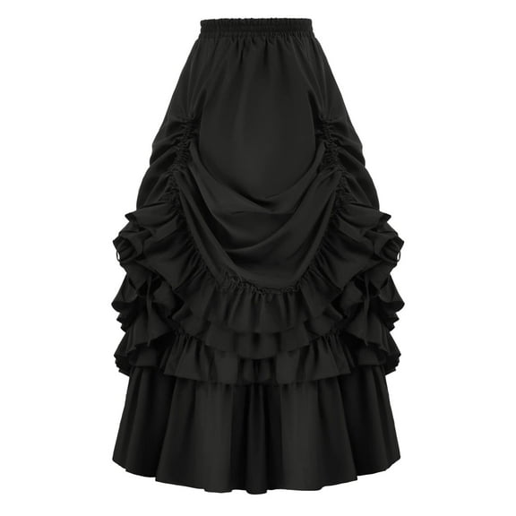 HJYCHN Women Gothic Style Midi Skirt Elegant Dark Flowy Comfortable Fit for Performance and Formal Wear Black XXL