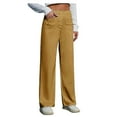 thumbnail image 1 of HJYCHN Women High Waist Straight Leg Trousers Business Work Casual Button Down Pants with Functional Pockets Yellow XXXXL, 1 of 5