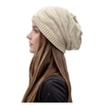 thumbnail image 1 of HJYCHN Women Knitted Winter Hat with Ear Soft Hood Cover for Outdoor Casual Cold Weather Activities Beige One Size, 1 of 6