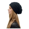 thumbnail image 1 of HJYCHN Women Knitted Winter Hat with Ear Soft Hood Cover for Outdoor Casual Cold Weather Activities Black One Size, 1 of 6