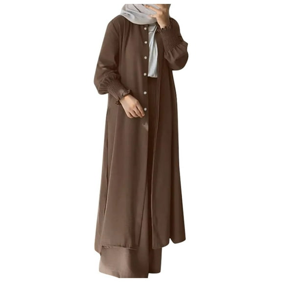 HJYCHN Women Outfit 2 Piece Solid Long Sleeve Cardigan and Pants Set for Seasons Spring Fall Fashion Outfits Long Sleeve Cardigan Sets Comfortable Layering Coffee M