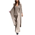 thumbnail image 1 of HJYCHN Women Outfit European Fashion Loose 3 Piece Set with V-Neck Suspender Elegant Look Outfits 3 Piece Suspender Sets Sophisticated Style Khaki XXXL, 1 of 5
