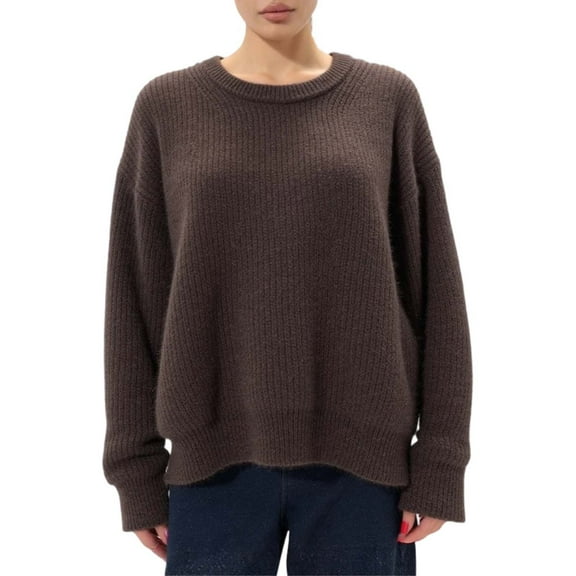 HJYCHN Women Oversized Pullover Sweater Crewneck Winter Fall Casual Comfortable Loose Fit Fashion Oversized Sweaters Coffee S