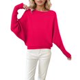 thumbnail image 1 of HJYCHN Women Oversized Pullover Sweater Knit Sweater Crew Neck Long Sleeve Soft Casual Loose Fit Comfortable Fall Winter Fashion Sweaters Red XXL, 1 of 4