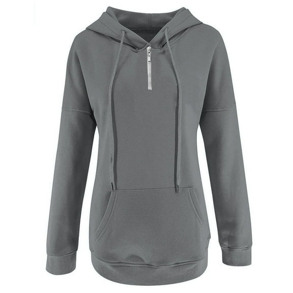 HJYCHN Women Pullover Hoodie Long Sleeve Casual with Pocket Comfortable for Loungewear Grey L