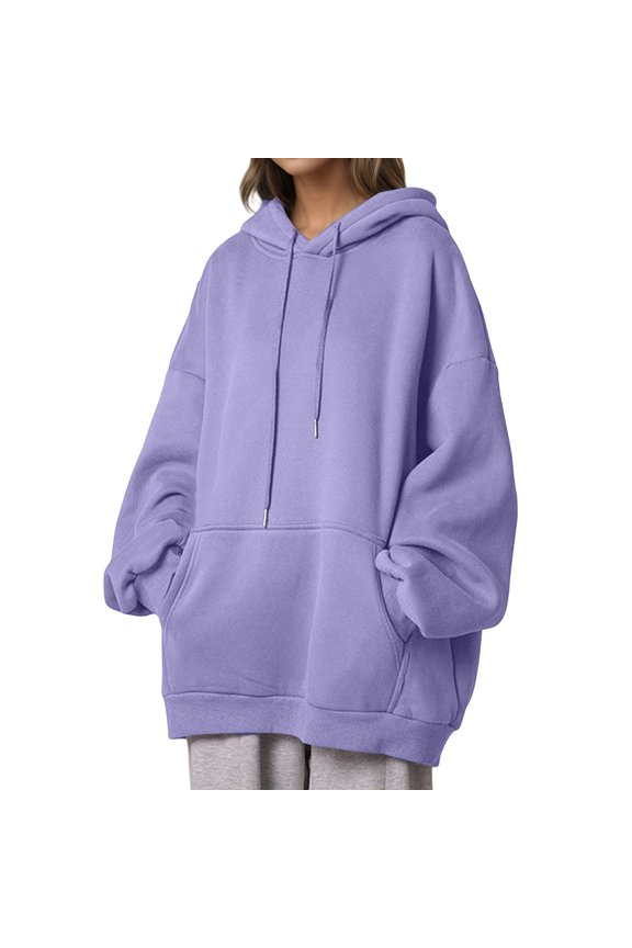 Womens Pullover Hoodie Comfortable Thickened with Pockets for Everyday Wear Korean Style Warm Top for Ladies PP1 XXL