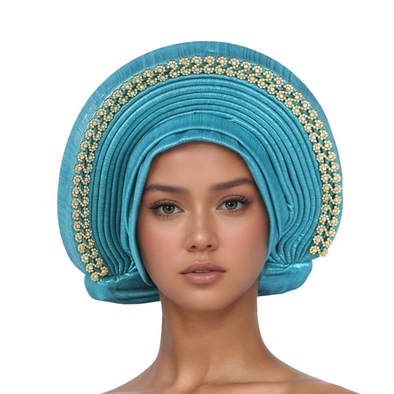 HJYCHN Women Ruffle Turban Wrap Cap Scarf Shawl Hat Chemo Headwear Winter Warmth Sky Blue One Size