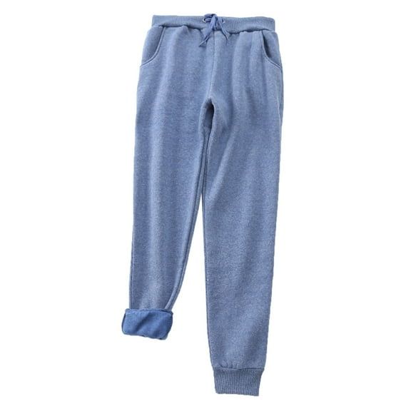 HJYCHN Women's Sweatpants Winter Solid Large Size Pants Casual Leggings Pants Elastic Waist for Comfort and Warmth Womens Pants Blue M