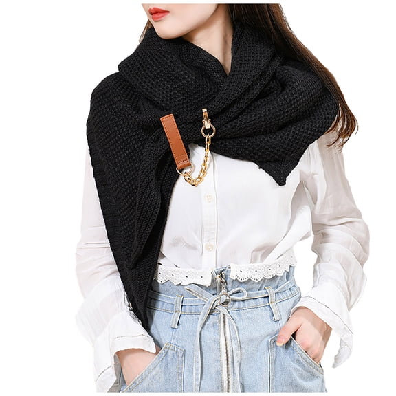 HJYCHN Women Shawl Wrap Scarves Solid Color Soft Warm Scarfs Fashion Winter Elegant Accessory Black One Size