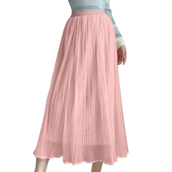 HJYCHN Women Spring Ladies Fashion Drape Slim Long Skirt with Elegant Gentle Style and Flowy Midi Length Design Pink One Size