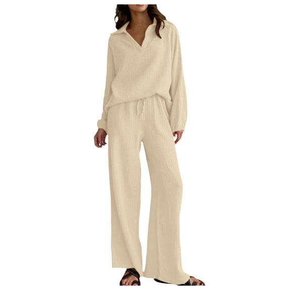 HJYCHN Women Trousers Suit Elegant Ladies Casual Loose Drawstring for Autumn Winter Autumn Winter Wear Outfits Drawstring Trousers Suits Comfortable Style Khaki S