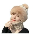 thumbnail image 1 of HJYCHN Women Winter Knitted Hat Scarf Integrated Warm Lined Earflap Cap Khaki One Size, 1 of 4