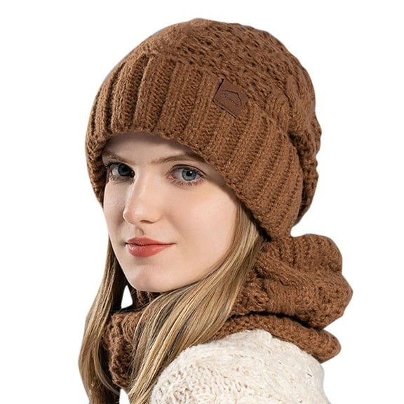 HJYCHN Women Winter Knitted Hat Windproof Thermal Ear Cap for Outdoor Cycling Activities Coffee One Size