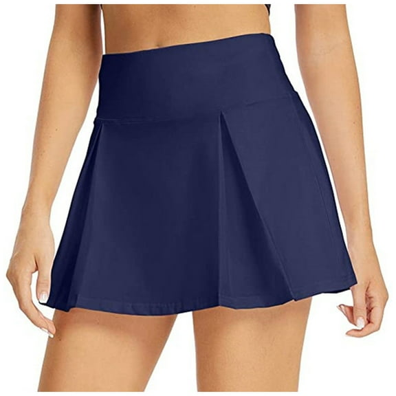 HJYCHN Women's Athletic Skort with Inner Shorts and Secure Pockets for Tennis Sports Wear with Comfort Stretch Fabric Navy S
