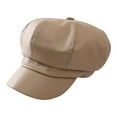 thumbnail image 1 of HJYCHN Women's Classic Leather Beret Hat Elegant Solid Color Painter Cap for Spring Fashion Beige One Size, 1 of 3