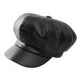 thumbnail image 1 of HJYCHN Women's Classic Leather Beret Hat Elegant Solid Color Painter Cap for Spring Fashion Black One Size, 1 of 3