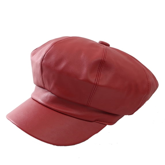 HJYCHN Women's Classic Leather Beret Hat Elegant Solid Color Painter Cap for Spring Fashion One Size