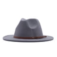 thumbnail image 1 of HJYCHN Women's Classic Wool Panama Fedora Hat with Wide Brim and Belt Buckle Design Grey One Size, 1 of 1