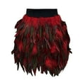 thumbnail image 1 of HJYCHN Women's Elegant Feather Trim Elastic Waist Party Skirt for Evening Events and Celebrations Stage Red XXL, 1 of 3