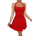 thumbnail image 1 of HJYCHN Women's Elegant Sweetheart Neck Ruched Bodycon Dress Flowy Party Attire Fashion Elegant Dress Red M, 1 of 9