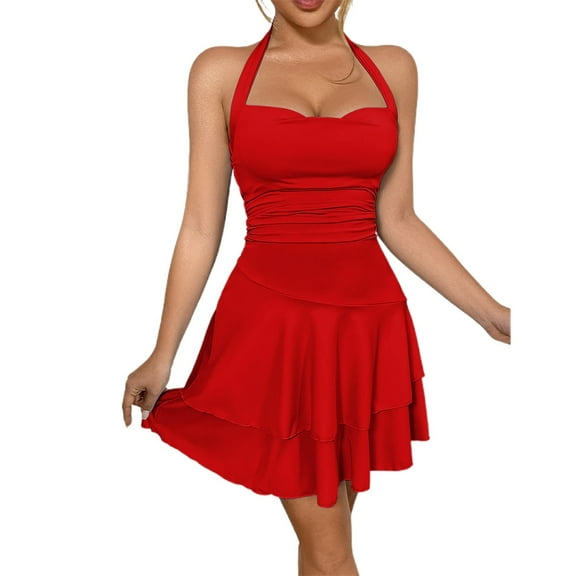 HJYCHN Women's Elegant Sweetheart Neck Ruched Bodycon Dress Flowy Party Attire Fashion Elegant Dress Red S