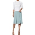 thumbnail image 1 of HJYCHN Women's Flare Midi Skirt with Solid Color Lightweight Comfortable Stretch Fabric for Casual Daily Wear Sky Blue S, 1 of 4