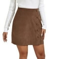 thumbnail image 1 of HJYCHN Women's High-Waist Corduroy Wrap Mini Skirt Solid Textured Slim Fit Design for Autumn Winter Seasons Brown S, 1 of 4