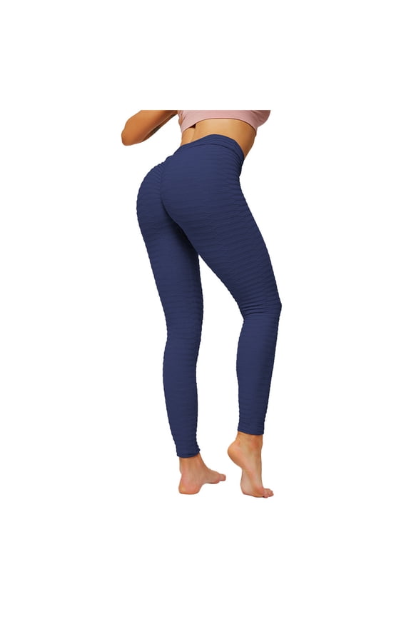 Women's High Waisted Booty Lift Scrunch Yoga Pants Workout Leggings for Squat Proof Comfort and Flexible Performance in Fitness Wear Navy M