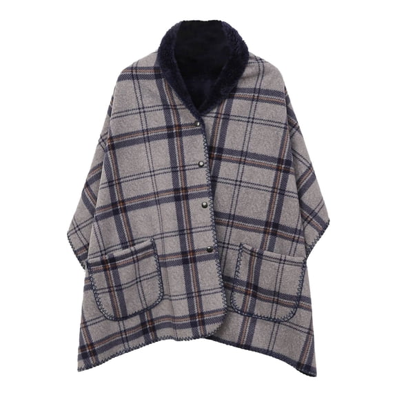 HJYCHN Women's Large Front Poncho Sweater Knitted Shawls Wraps Elegant Topper Knitted Shawl Cape with Pockets Warm Cardigan Coat Grey One Size
