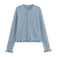 thumbnail image 1 of HJYCHN Women's Round Neck Layered Decorative Knit Cardigan Soft Outerwear for Daily Wear and Fall Winter Outfoor Blue S, 1 of 3